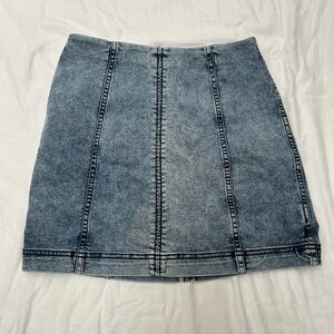 Free People Washed Blue Denim Skirt